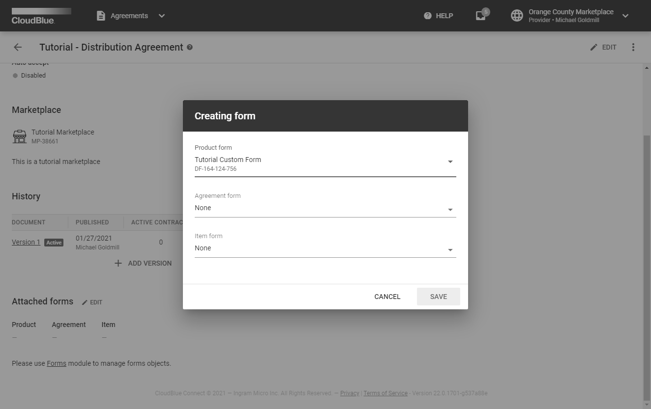 Forms Cloudblue Connect