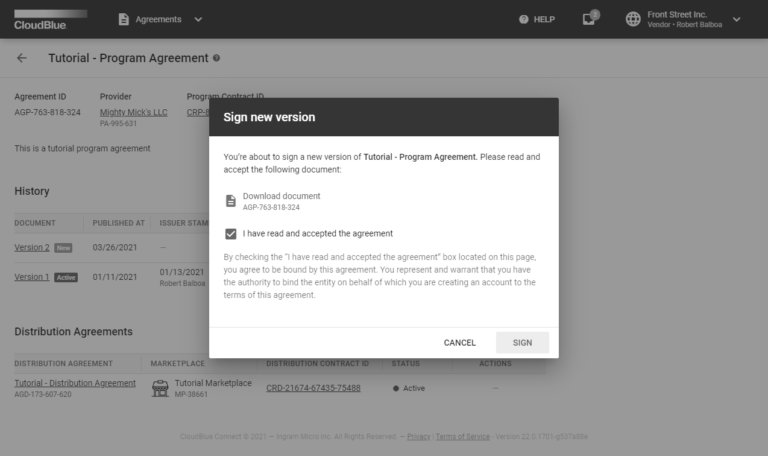 Program Agreements - CloudBlue Connect