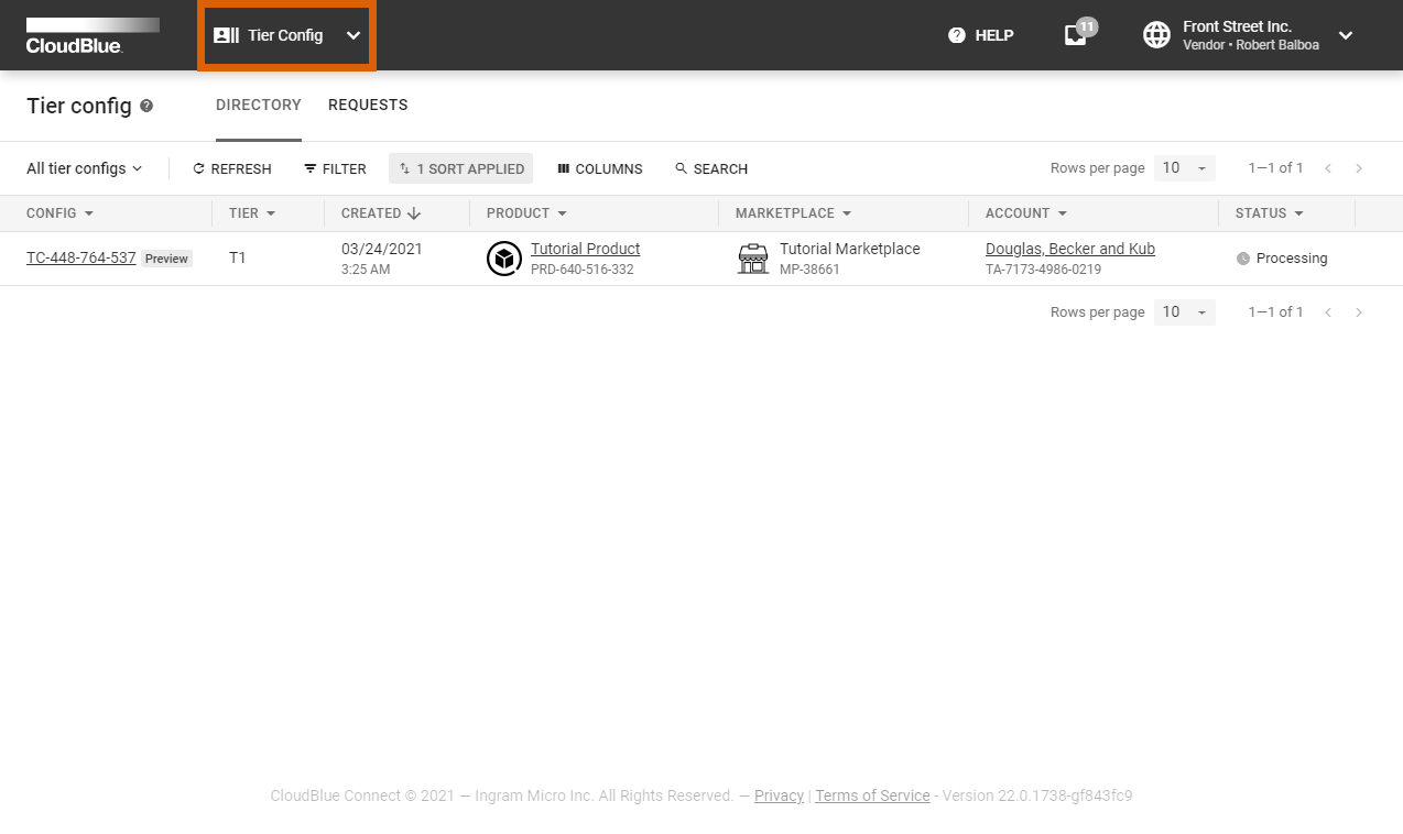 Tier Config Processing - CloudBlue Connect