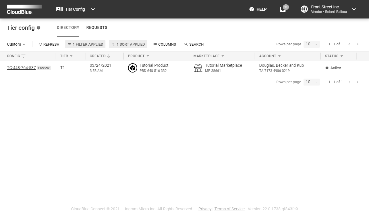 Tier Config Processing - CloudBlue Connect