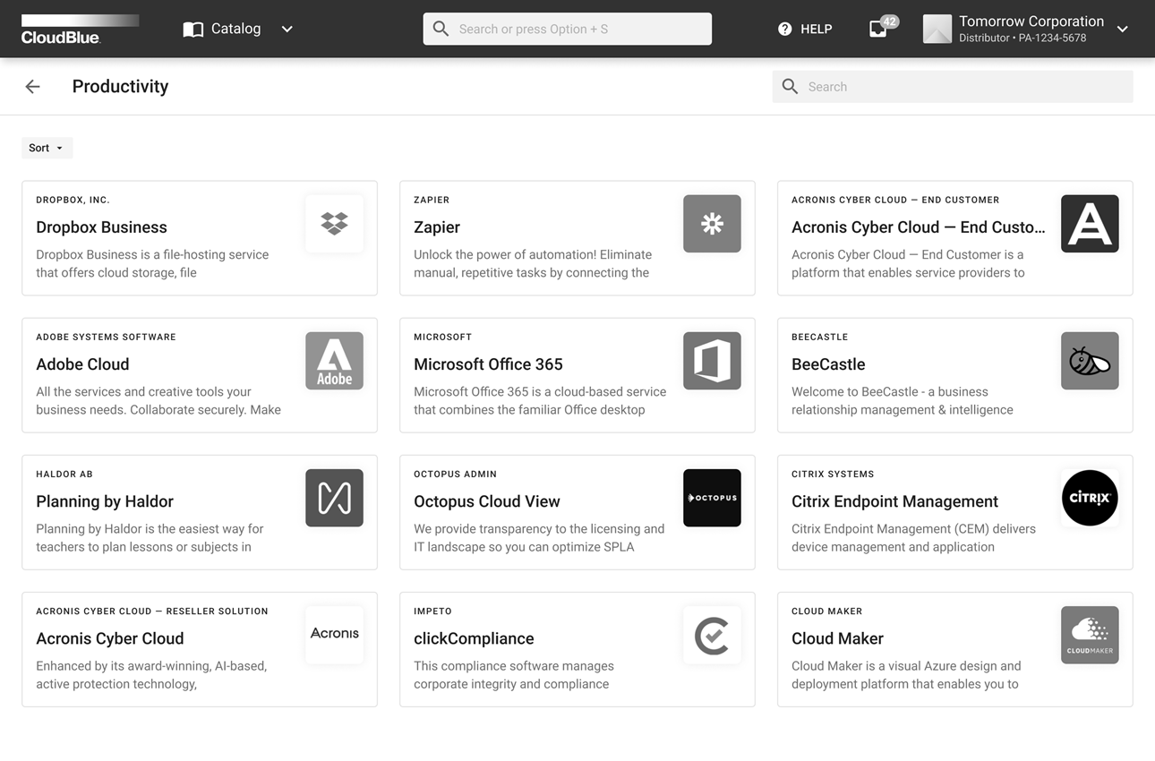 Catalog CloudBlue Connect