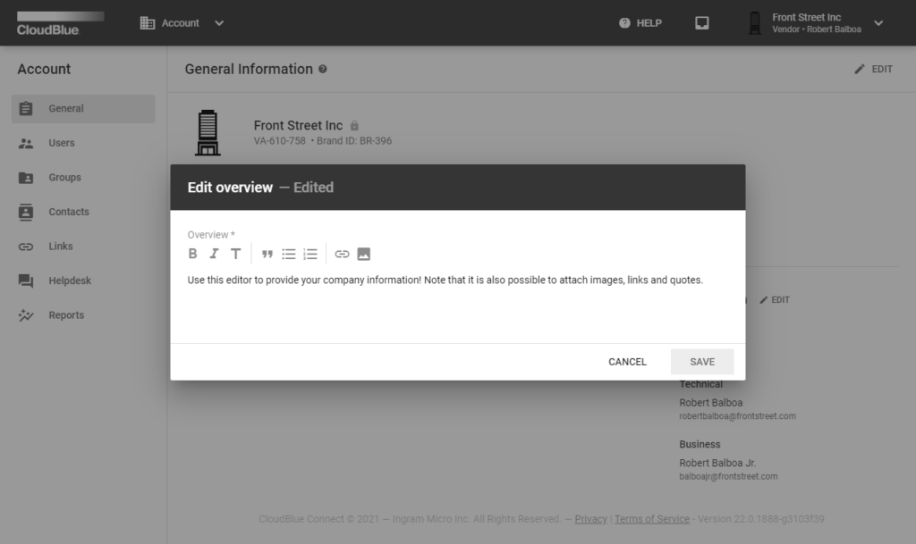 General Cloudblue Connect
