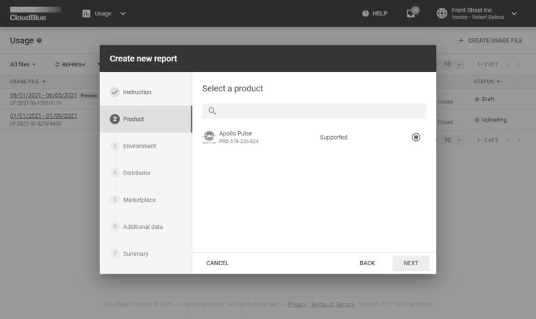 Usage - Vendor Portal - CloudBlue Connect