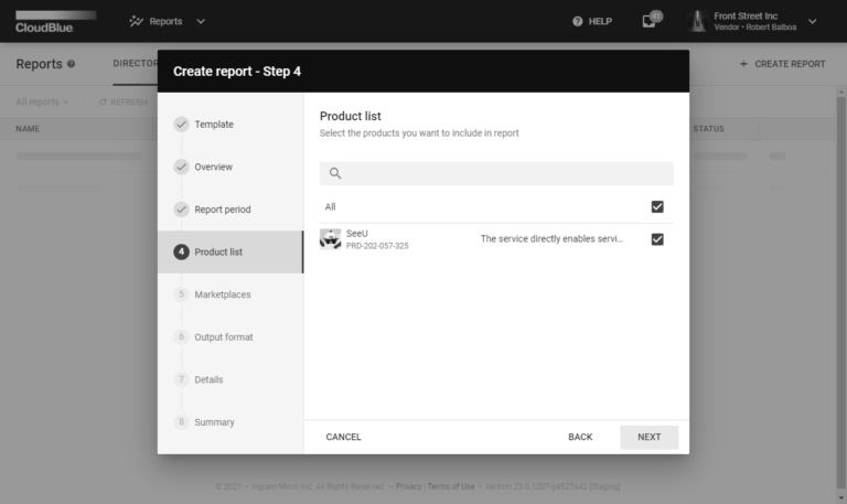 Reports Interface - CloudBlue Connect