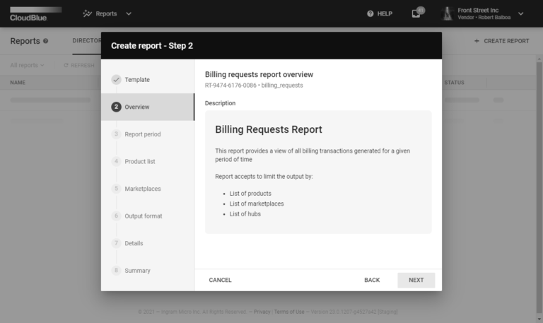 Reports Interface - CloudBlue Connect