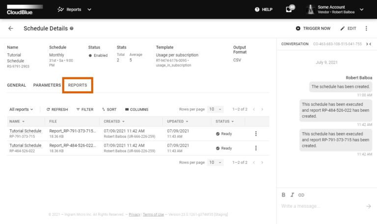 Reports Interface - CloudBlue Connect
