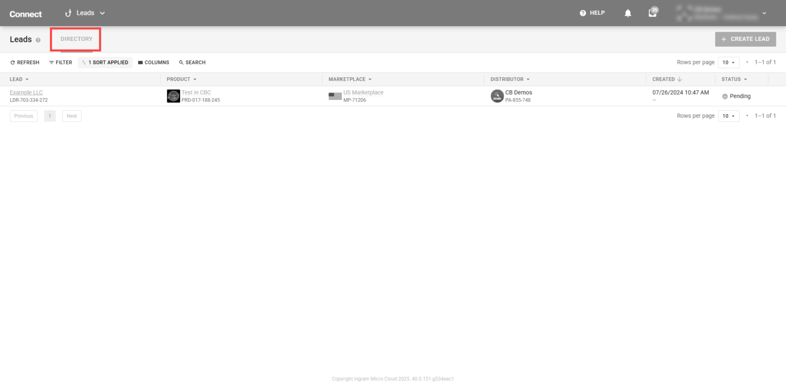 Leads Interface - CloudBlue Connect